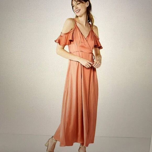 Women Nine West Flounce Maxi Dress size XL elegant soft sleek overlapping style - Picture 2 of 9